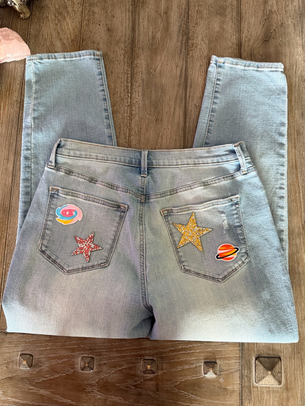 SONOMA Light Blue Women’s Boyfriend Jeans with Playful Patches - Picture 5 of 10